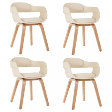 vidaXL 4 db krémszínű műbőr és hajlított fa étkezőszék bútor