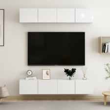 vidaXL 4 db magasfényű fehér forgácslap TV-szekrény 80 x 30 x 30 cm bútor