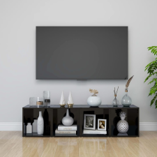 vidaXL 4 db magasfényű fekete forgácslap TV-szekrény 37 x 35 x 37 cm bútor