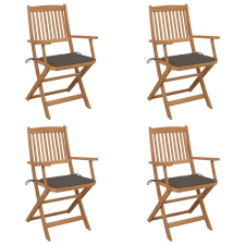 vidaXL 4 db összecsukható tömör akácfa kerti szék párnákkal kerti bútor