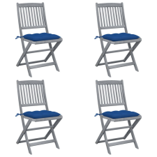 vidaXL 4 db összecsukható tömör akácfa kültéri szék párnával kerti bútor