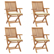 vidaXL 4 db összecsukható tömör tíkfa kerti szék párnákkal kerti bútor