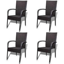 vidaXL 4 db polyrattan kerti étkezőszék barna kerti bútor