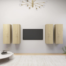 vidaXL 4 db sonoma-tölgyszínű forgácslap TV-szekrény 30,5 x 30 x 90 cm bútor
