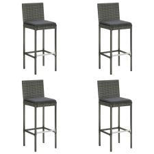 vidaXL 4 db szürke polyrattan kerti bárszék párnával bútor