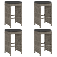 vidaXL 4 db szürke polyrattan kerti bárszék párnával (368690) kerti bútor