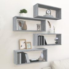 vidaXL 4 db szürke sonoma színű szerelt fa fali kockapolc 60x15x23 cm bútor