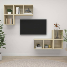 vidaXL 4 db tölgyszínű forgácslap falra szerelhető TV-szekrény bútor