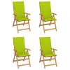vidaXL 4 db tömör tíkfa kerti szék élénkzöld párnákkal