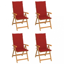 vidaXL 4 db tömör tíkfa kerti szék piros párnákkal kerti bútor