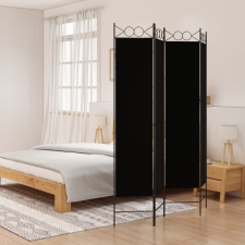 vidaXL 4 paneles fekete szövet térelválasztó 160x200 cm bútor