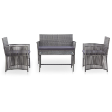 vidaXL 4-részes antracitszürke kerti polyrattan bútorszett párnákkal (46437) kerti bútor
