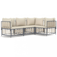 vidaXL 4-részes antracitszürke polyrattan kerti ülőgarnitúra párnákkal kerti bútor