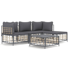 vidaXL 4-részes antracitszürke polyrattan kerti ülőgarnitúra párnákkal (3186741) kerti bútor