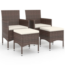 vidaXL 4 részes barna kerti polyrattan szék- és zsámolyszett (310613) kerti bútor