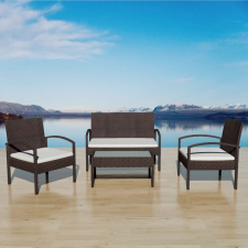 vidaXL 4-részes barna polyrattan kerti bútorszett párnákkal kerti bútor