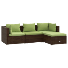 vidaXL 4-részes barna polyrattan kerti bútorszett párnákkal (3101644) kerti bútor
