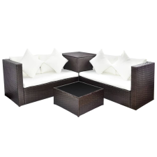 vidaXL 4-részes barna polyrattan kerti bútorszett párnákkal (42892) kerti bútor