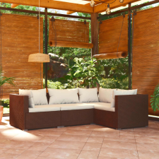 vidaXL 4-részes barna polyrattan kerti ülőgarnitúra párnákkal kerti bútor