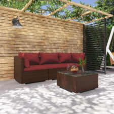 vidaXL 4-részes barna polyrattan kerti ülőgarnitúra párnákkal kerti bútor