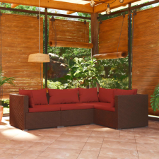 vidaXL 4-részes barna polyrattan kerti ülőgarnitúra párnákkal kerti bútor