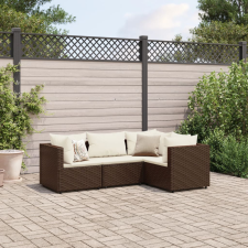 vidaXL 4 részes barna polyrattan kerti ülőgarnitúra párnákkal kerti bútor