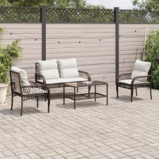 vidaXL 4 részes barna polyrattan kerti ülőgarnitúra párnákkal kerti bútor