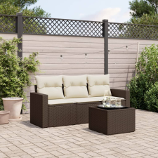 vidaXL 4 részes barna polyrattan kerti ülőgarnitúra párnákkal kerti bútor