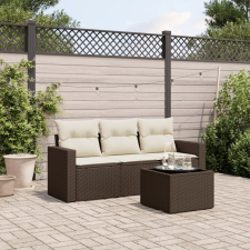 vidaXL 4 részes barna polyrattan kerti ülőgarnitúra párnákkal kerti bútor