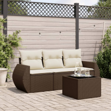 vidaXL 4 részes barna polyrattan kerti ülőgarnitúra párnákkal kerti bútor