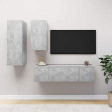 vidaXL 4 részes betonszürke forgácslap TV-szekrényszett bútor