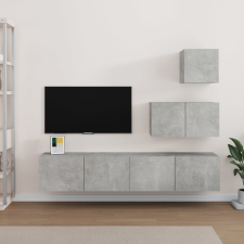 vidaXL 4 részes betonszürke szerelt fa TV-szekrényszett bútor