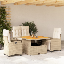 vidaXL 4 részes bézs polyrattan kerti étkezőgarnitúra párnákkal kerti bútor
