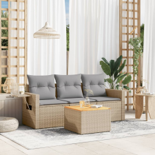 vidaXL 4 részes bézs polyrattan kerti ülőgarnitúra párnákkal kerti bútor