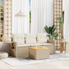 vidaXL 4 részes bézs polyrattan kerti ülőgarnitúra párnákkal kerti bútor