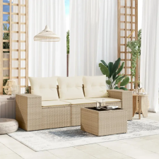 vidaXL 4 részes bézs polyrattan kerti ülőgarnitúra párnákkal kerti bútor