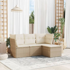 vidaXL 4 részes bézs polyrattan kerti ülőgarnitúra párnákkal kerti bútor