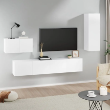 vidaXL 4 részes fehér szerelt fa TV-szekrényszett bútor