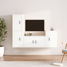 vidaXL 4 részes fehér szerelt fa TV-szekrényszett bútor