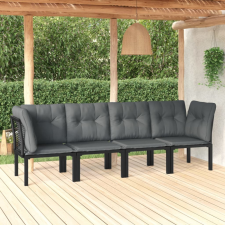 vidaXL 4 részes fekete és szürke polyrattan kerti ülőgarnitúra kerti bútor