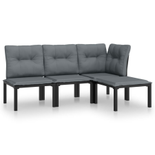 vidaXL 4 részes fekete és szürke polyrattan kerti ülőgarnitúra (3187743) kerti bútor