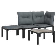 vidaXL 4 részes fekete és szürke polyrattan kerti ülőgarnitúra (362804) kerti bútor