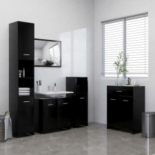 vidaXL 4 részes fekete fürdőszobai bútorszett fürdőszoba bútor
