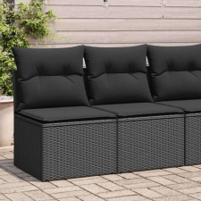 vidaXL 4 részes fekete polyrattan akácfa kerti ülőgarnitúra párnákkal kerti bútor