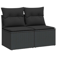 vidaXL 4 részes fekete polyrattan akácfa kerti ülőgarnitúra párnákkal (3325231) kerti bútor