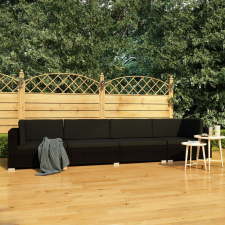 vidaXL 4 részes fekete polyrattan kerti kanapészett párnákkal kerti bútor