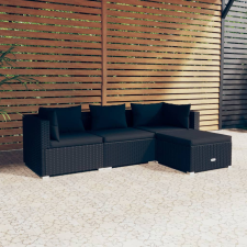 vidaXL 4-részes fekete polyrattan kerti ülőgarnitúra párnákkal kerti bútor