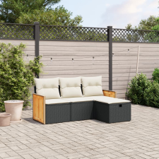 vidaXL 4 részes fekete polyrattan kerti ülőgarnitúra párnákkal kerti bútor