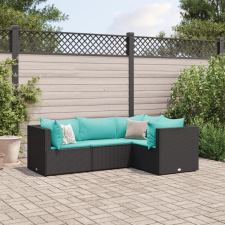 vidaXL 4 részes fekete polyrattan kerti ülőgarnitúra párnákkal kerti bútor