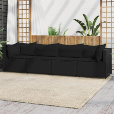 vidaXL 4 részes fekete polyrattan kerti ülőgarnitúra párnákkal kerti bútor